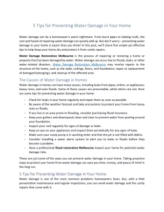 5 Tips for Preventing Water Damage in Your Home