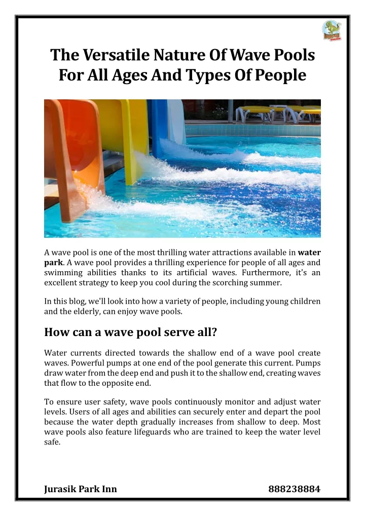 the versatile nature of wave pools for all ages