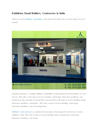 Exhibition Stand Builders, Contractors in India