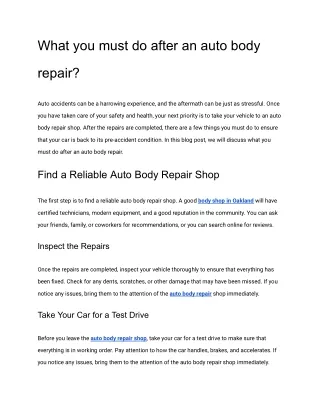 What you must do after an auto body repair?