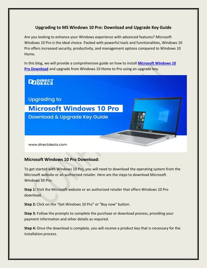 PPT - Upgrading to MS Windows 10 Pro: Download and Upgrade Key Guide PowerPoint Presentation 