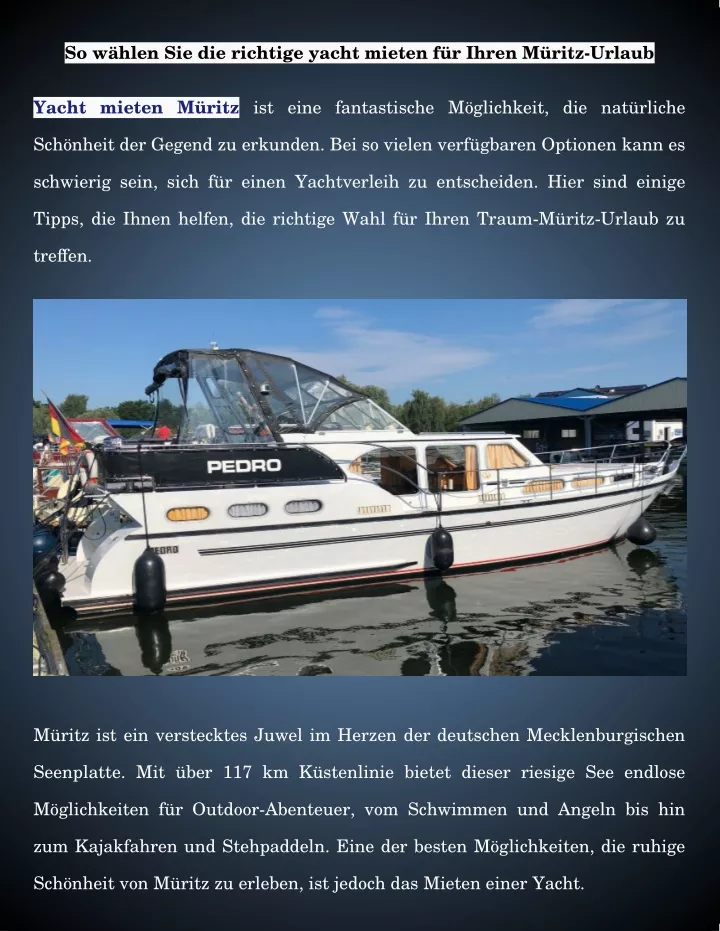 so w hlen sie die richtige yacht mieten f r ihren