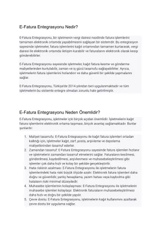 e fatura entegrasyonu nedir