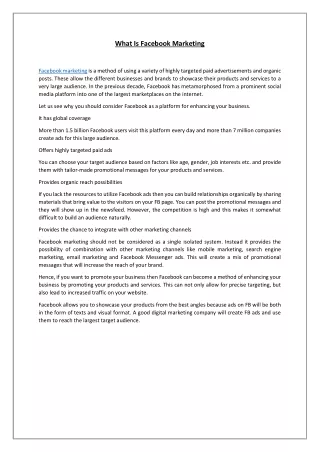 what is facebook marketing
