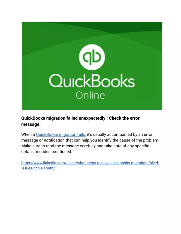 quickbooks migration failed unexpectedly check