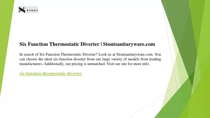 six function thermostatic diverter