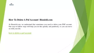 How To Delete A Pof Account  Bizzield.com