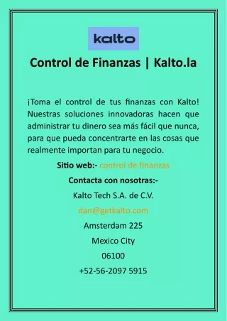 Control de Finanzas  Kalto.la