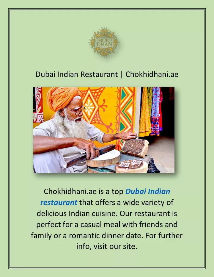 dubai indian restaurant chokhidhani ae