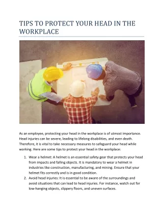 TIPS TO PROTECT YOUR HEAD IN THE WORKPLACE