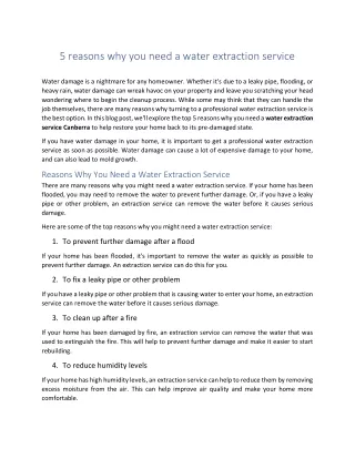 5 reasons why you need a water extraction service