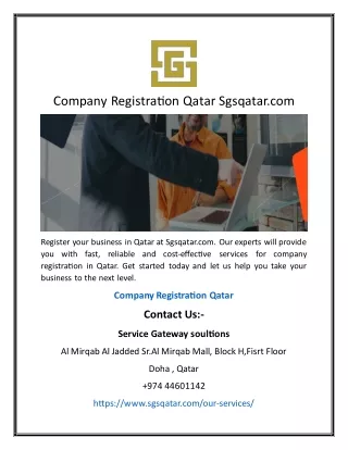 Company Registration Qatar  Sgsqatar