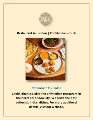 Restaurant in London | Chokhidhani.co.uk