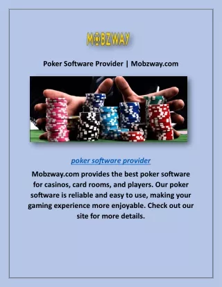 Poker Software Provider | Mobzway.com