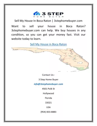 Sell My House In Boca Raton  3stephomebuyer.com