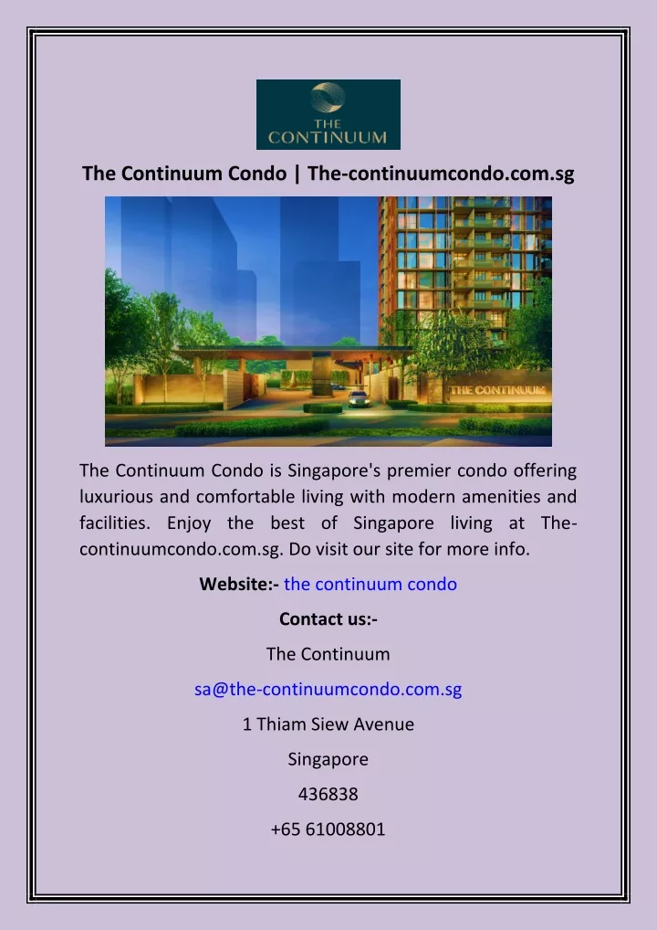 the continuum condo the continuumcondo com sg