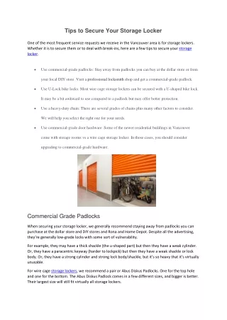 tips to secure your storage locker