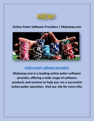 Online Poker Software Providers | Mobzway.com