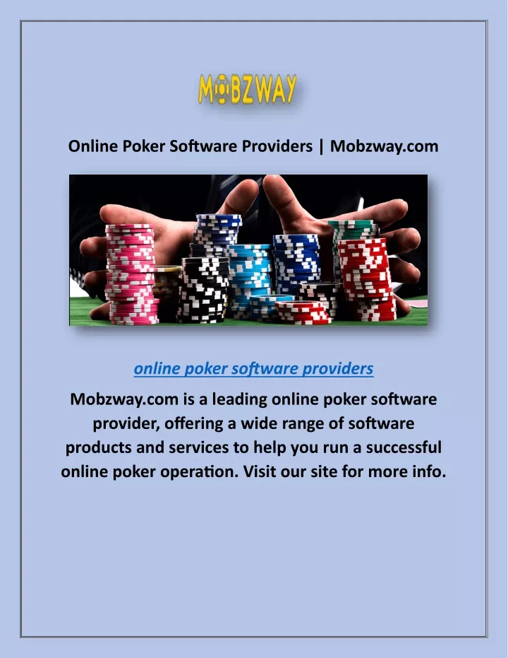 online poker software providers mobzway com