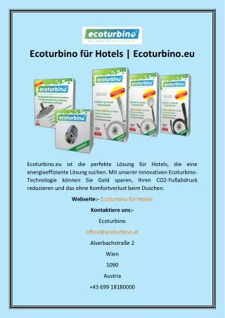 Ecoturbino für Hotels  Ecoturbino.eu