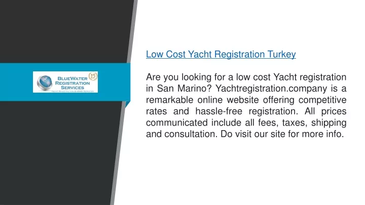 low cost yacht registration turkey