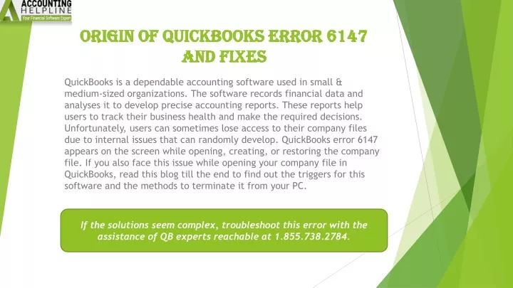 origin of quickbooks error 6147 and fixes