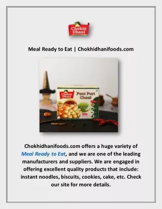 meal ready to eat chokhidhanifoods com