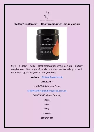 Dietary Supplements Healthregsolutionsgroup.com