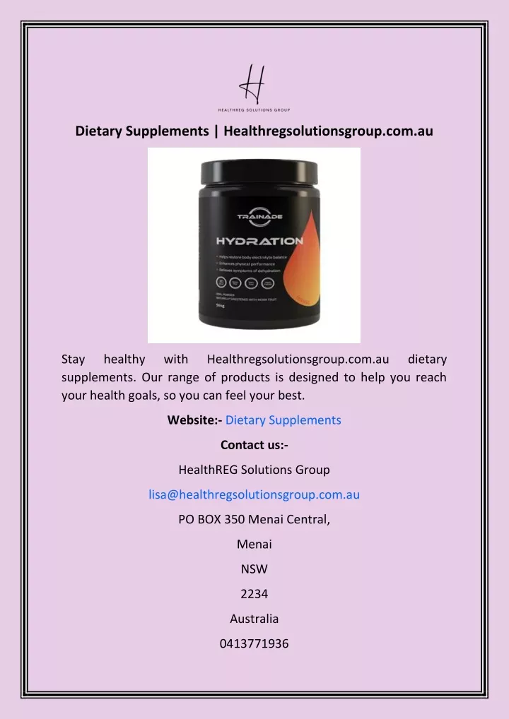 dietary supplements healthregsolutionsgroup com au