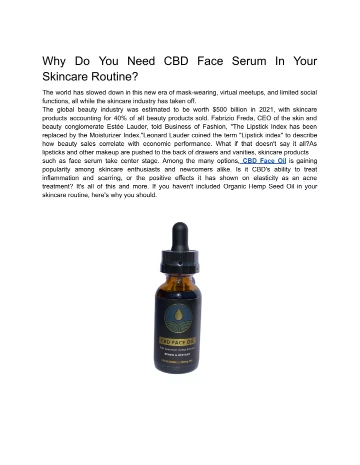 why do you need cbd face serum in your skincare