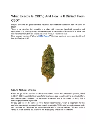 what exactly is cbdv and how is it distinct from