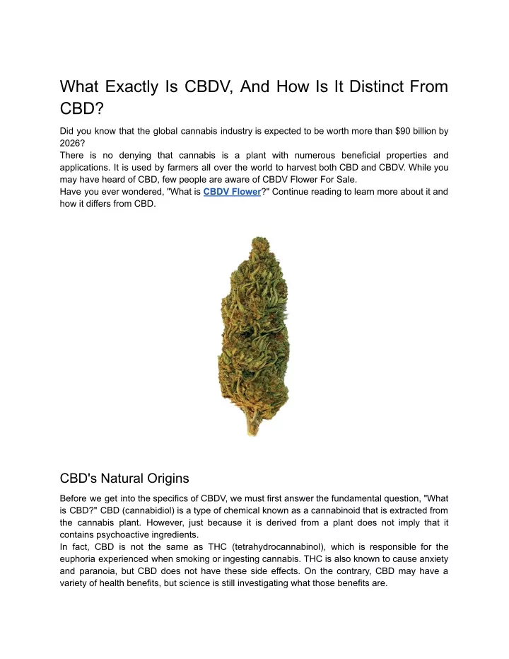 what exactly is cbdv and how is it distinct from