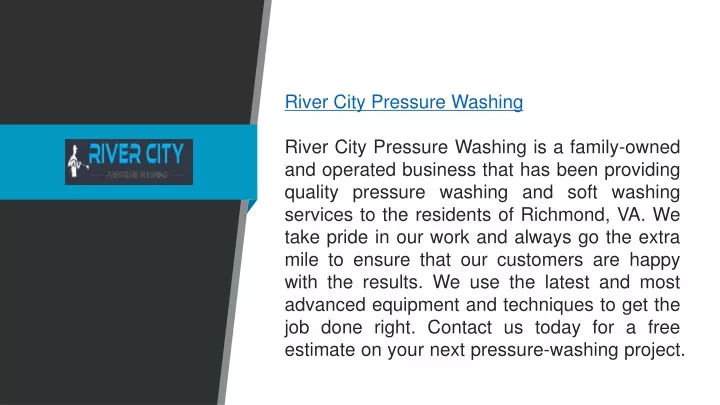 river city pressure washing river city pressure