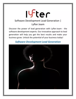 Software Development Lead Generation  Lyfter.team
