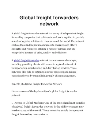 Global freight forwarders network