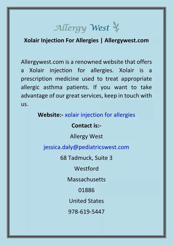 xolair injection for allergies allergywest com