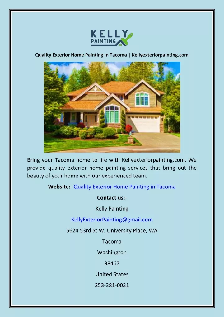 quality exterior home painting in tacoma