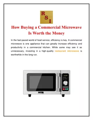 How Buying a Commercial Microwave Is Worth the Money