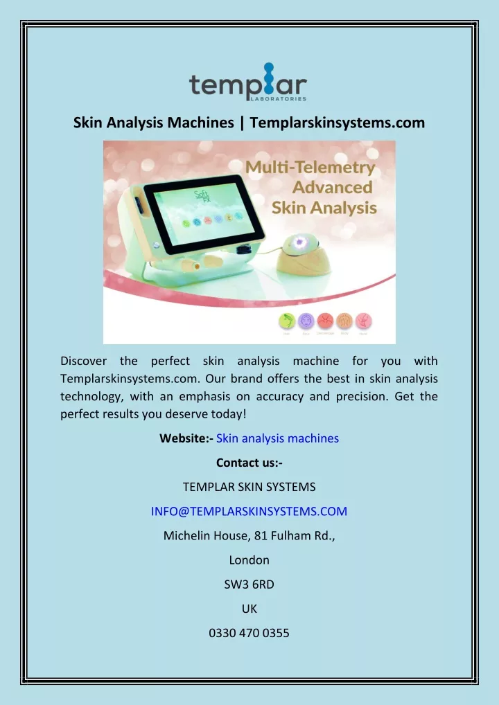 skin analysis machines templarskinsystems com