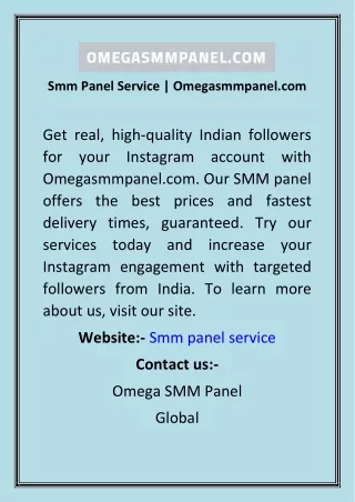 Smm Panel Service  Omegasmmpanel