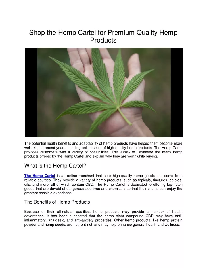 shop the hemp cartel for premium quality hemp