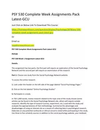 psy 530 complete week assignments pack latest gcu