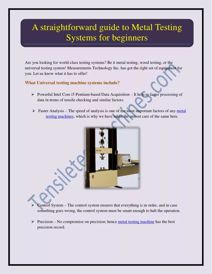 a straightforward guide to metal testing systems