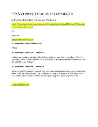 psy 530 week 1 discussions latest gcu