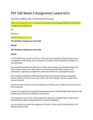 psy 530 week 2 assignment latest gcu