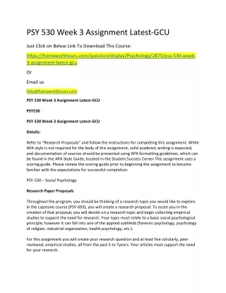 psy 530 week 3 assignment latest gcu