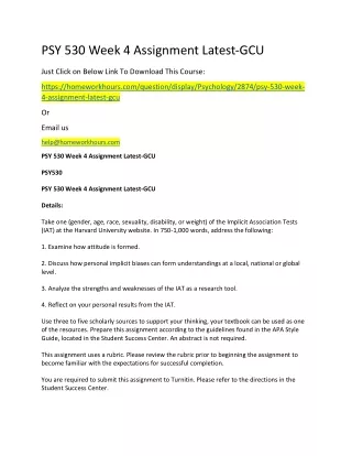 psy 530 week 4 assignment latest gcu