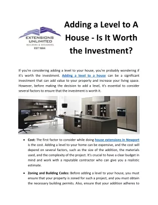 Adding a Level to A House - Is It Worth the Investment