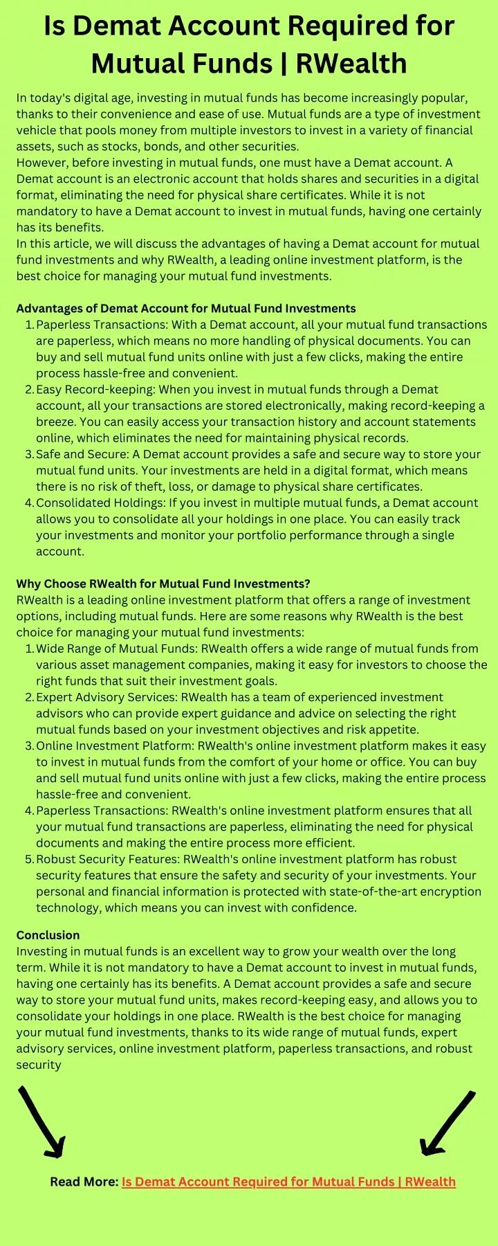 is demat account required for mutual funds rwealth