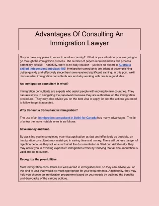 Advantages Of Consulting An Immigration Lawyer